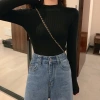 A semi-high-neck women's base layer sweater for autumn and winter 2022, a versatile, stylish, figure-hugging long-sleeved knitted sweater Application Scenario